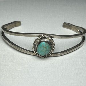 Native Sterling Silver Turquoise Cuff Bracelet Navajo
